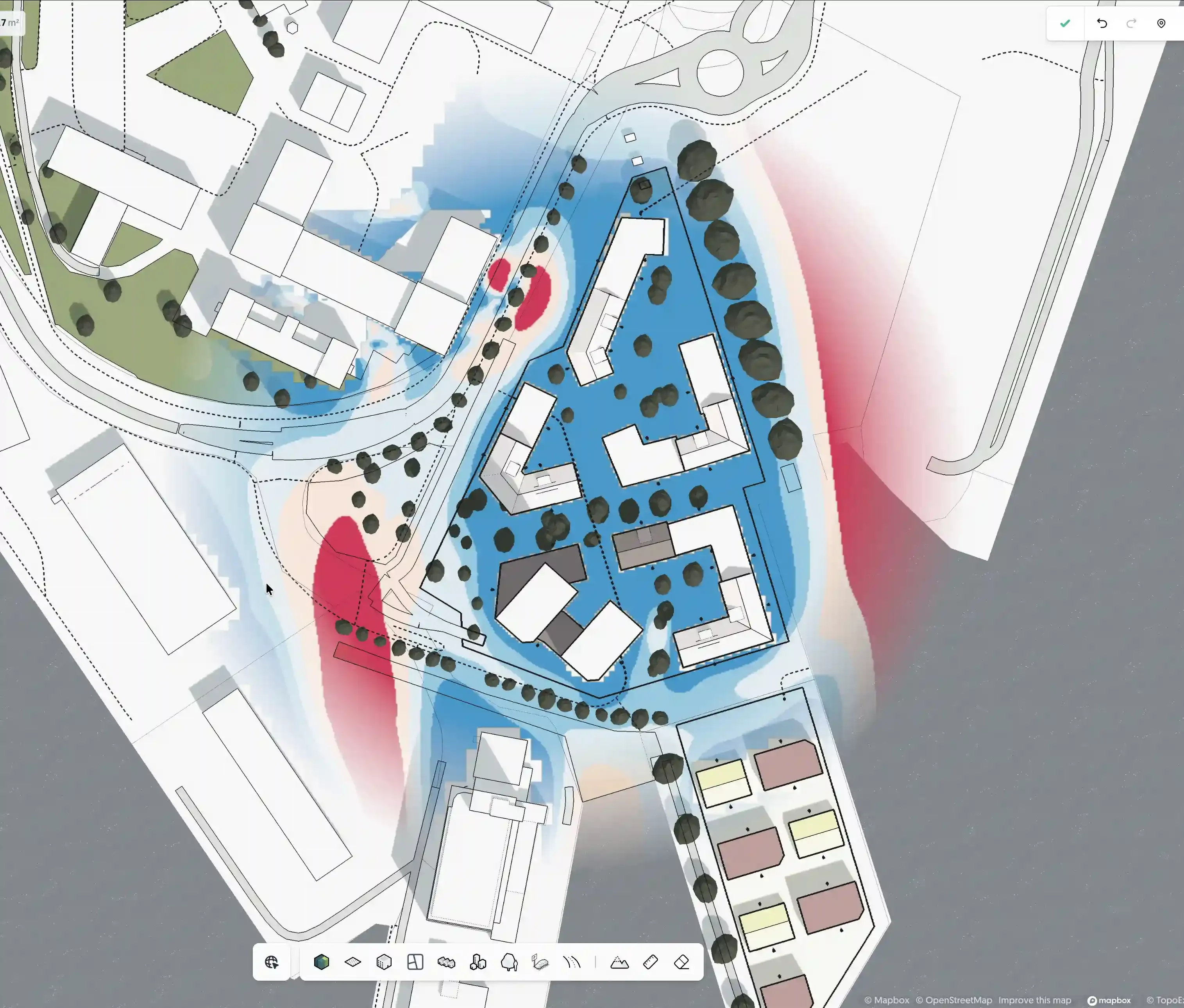 Comfort map showing Lawson activity bands across a site